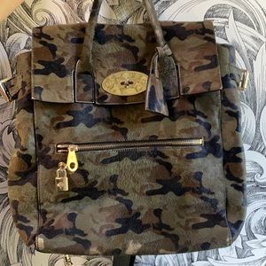 Mulberry camo calf hair convertible bag